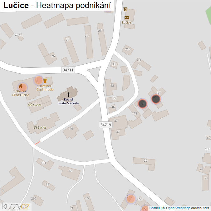 Mapa Lučice - Firmy v obci.