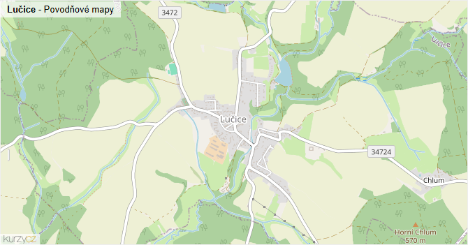 Lučice - záplavové mapy stoleté vody