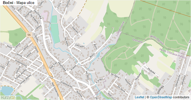 Boční - mapa ulice
