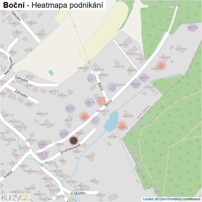 Mapa Boční - Firmy v ulici.