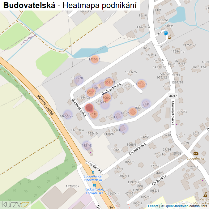 Mapa Budovatelská - Firmy v ulici.