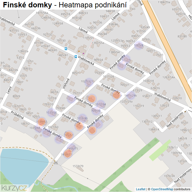 Mapa Finské domky - Firmy v ulici.