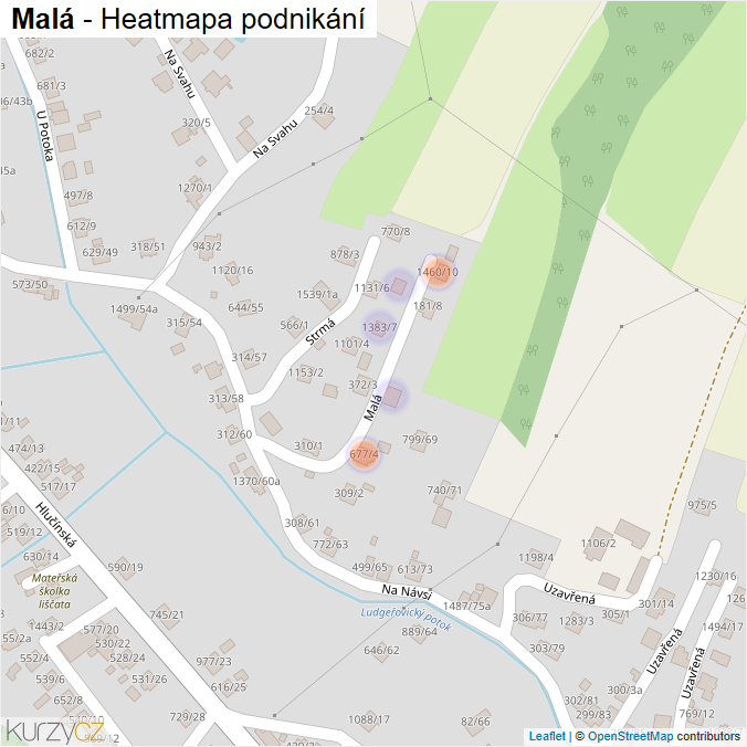 Mapa Malá - Firmy v ulici.