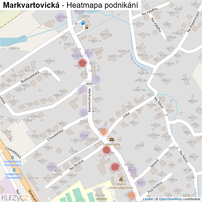 Mapa Markvartovická - Firmy v ulici.