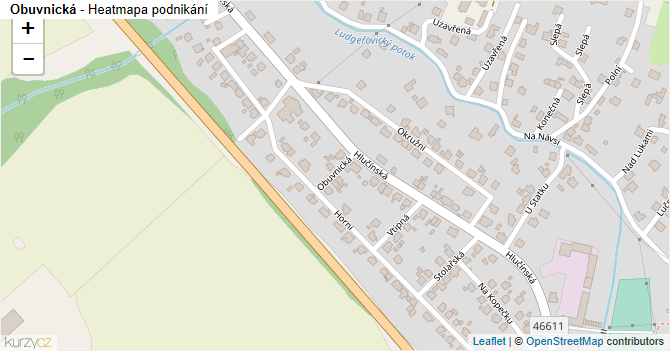 Obuvnická - mapa podnikání