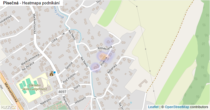 Písečná - mapa podnikání