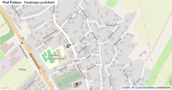 Pod Poštou - mapa podnikání