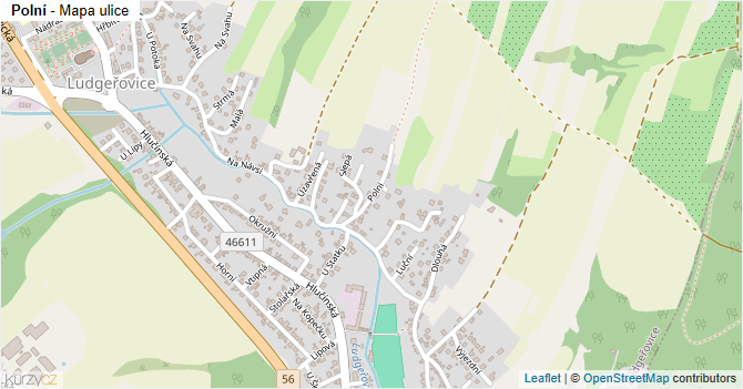 Polní - mapa ulice