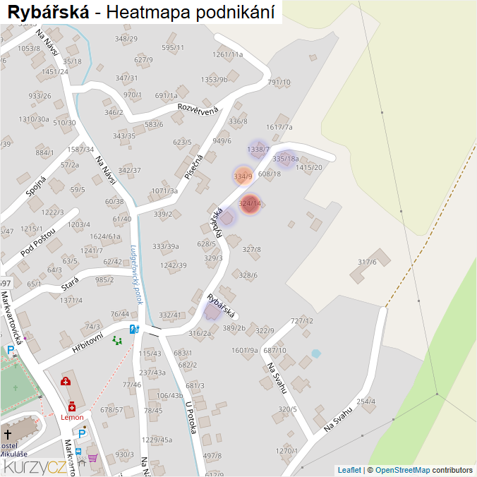 Mapa Rybářská - Firmy v ulici.