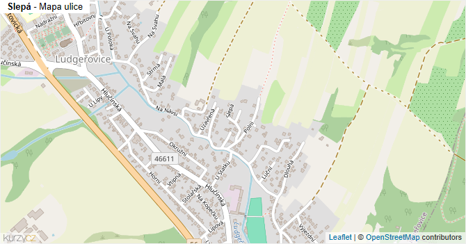 Slepá - mapa ulice