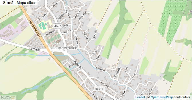 Strmá - mapa ulice