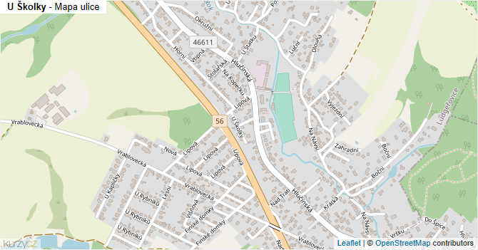 U Školky - mapa ulice