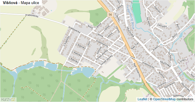 Višňová - mapa ulice