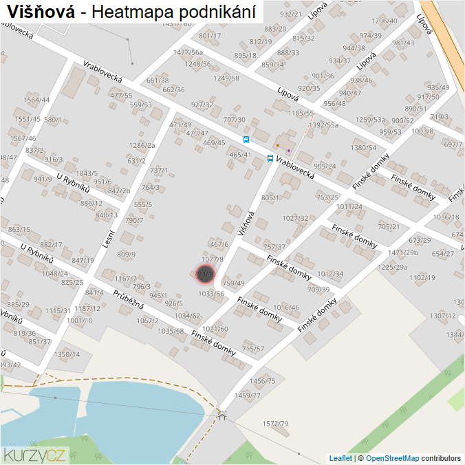 Mapa Višňová - Firmy v ulici.