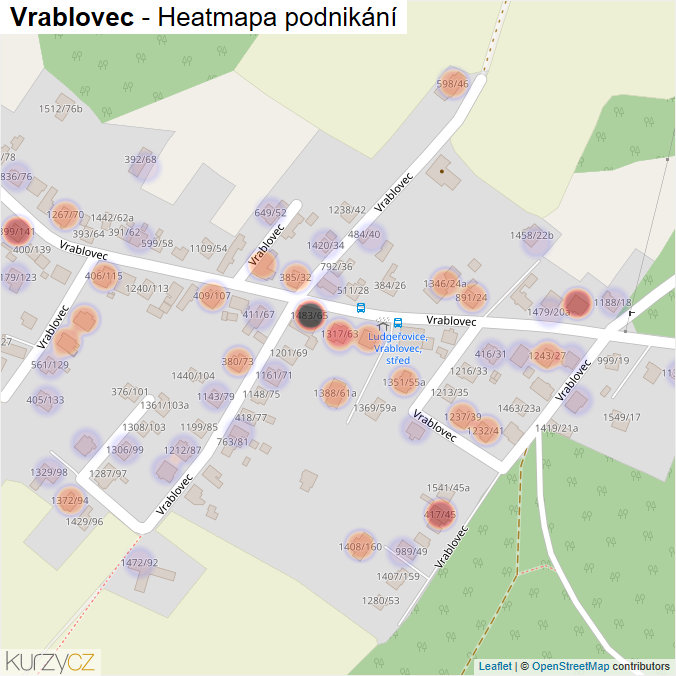 Mapa Vrablovec - Firmy v ulici.