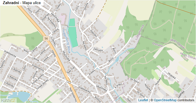 Zahradní - mapa ulice