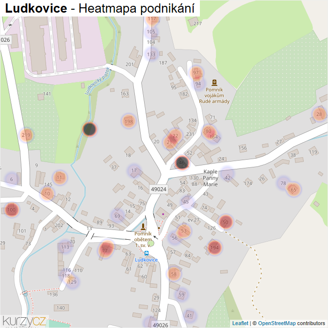 Mapa Ludkovice - Firmy v části obce.