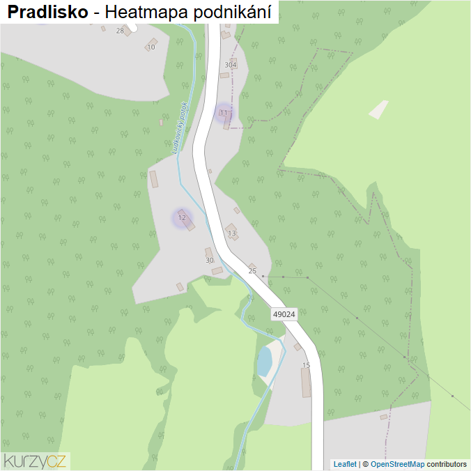 Mapa Pradlisko - Firmy v části obce.