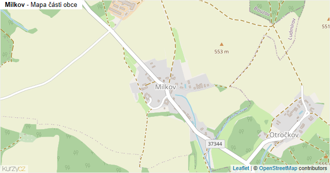 Milkov - mapa části obce