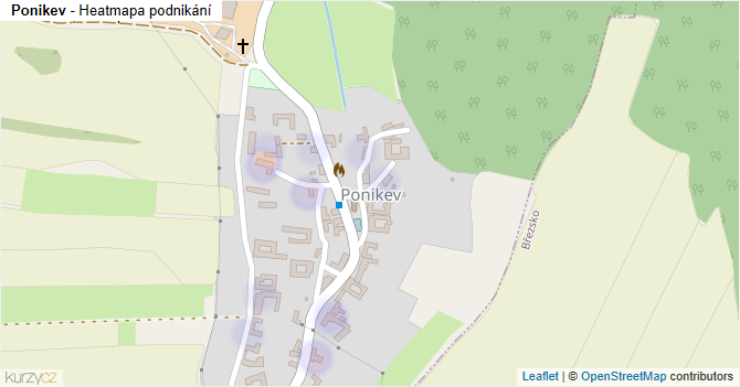 Ponikev - mapa podnikání