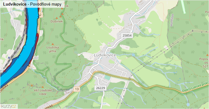 Ludvíkovice - záplavové mapy stoleté vody