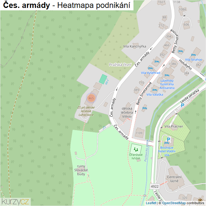 Mapa Čes. armády - Firmy v ulici.