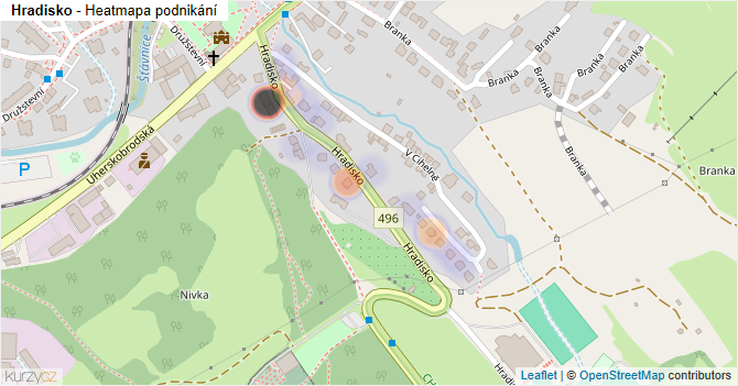 Hradisko - mapa podnikání