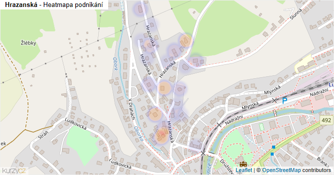 Hrazanská - mapa podnikání