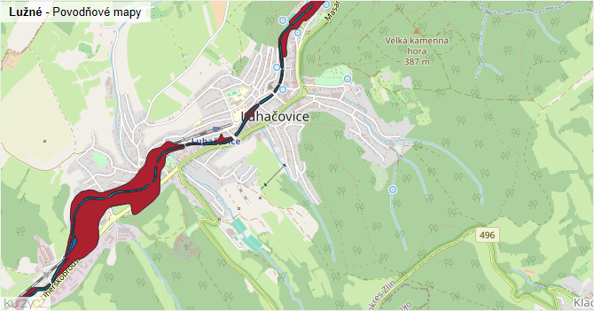 Lužné - záplavové mapy stoleté vody