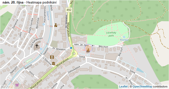 nám. 28. října - mapa podnikání
