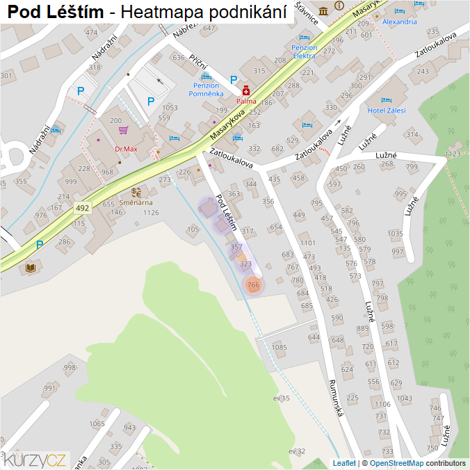 Mapa Pod Léštím - Firmy v ulici.