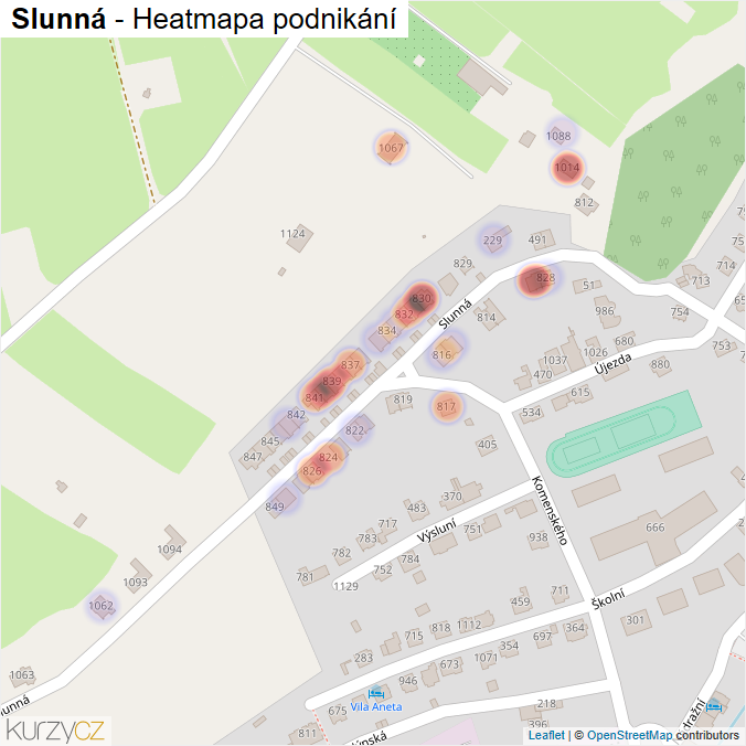 Mapa Slunná - Firmy v ulici.