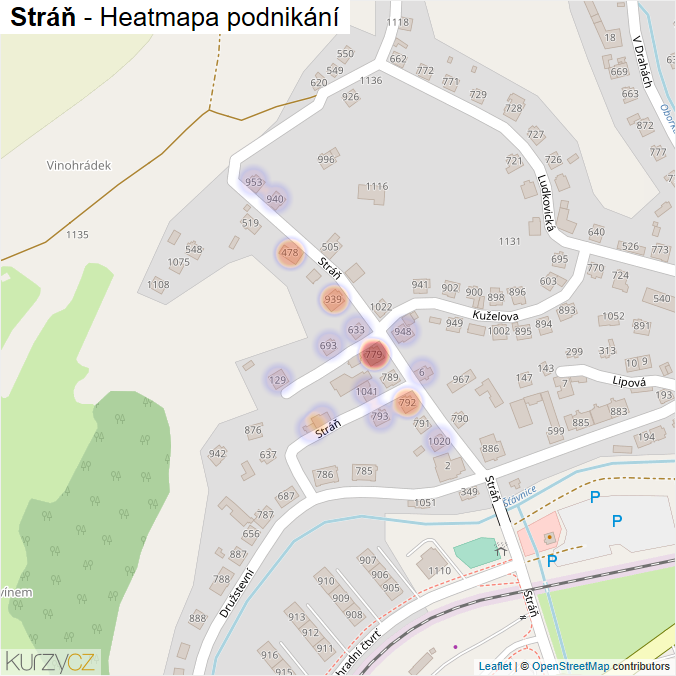 Mapa Stráň - Firmy v ulici.