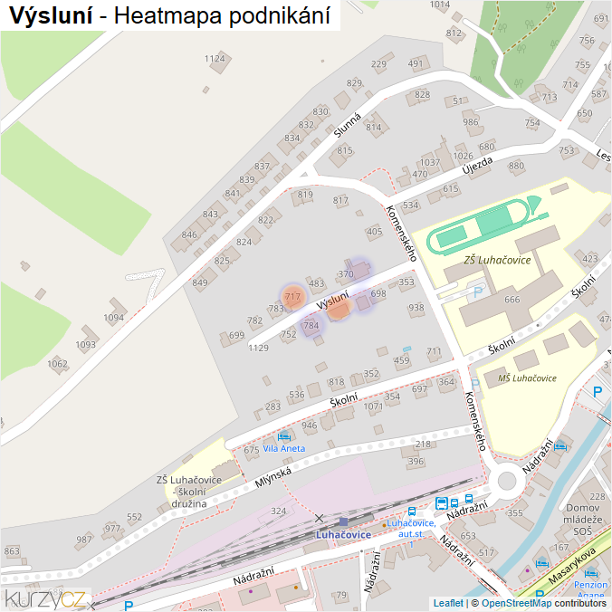 Mapa Výsluní - Firmy v ulici.