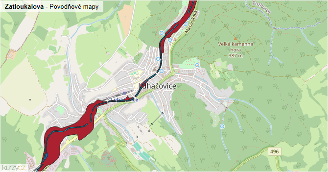 Zatloukalova - záplavové mapy stoleté vody