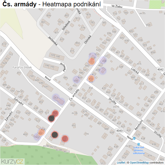 Mapa Čs. armády - Firmy v ulici.