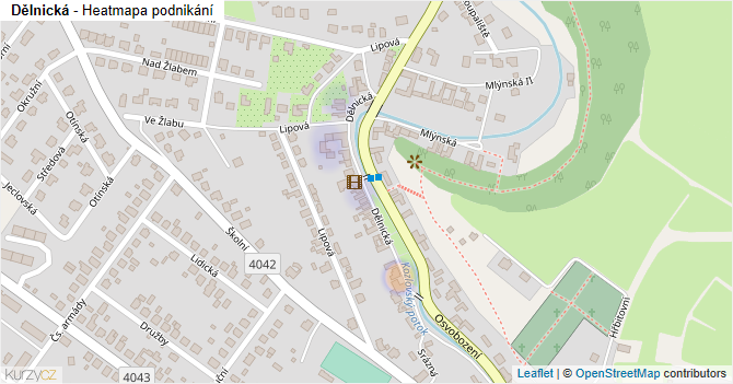 Dělnická - mapa podnikání