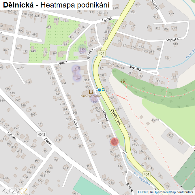 Mapa Dělnická - Firmy v ulici.