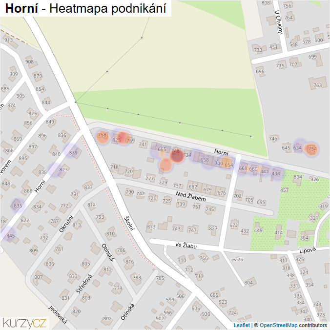 Mapa Horní - Firmy v ulici.