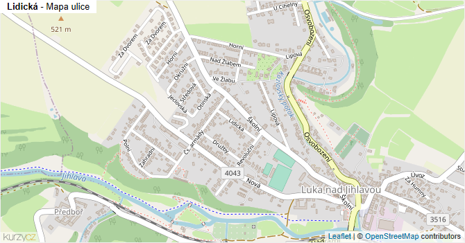 Lidická - mapa ulice