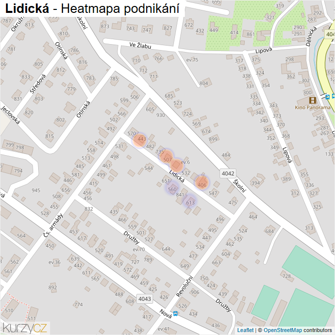 Mapa Lidická - Firmy v ulici.