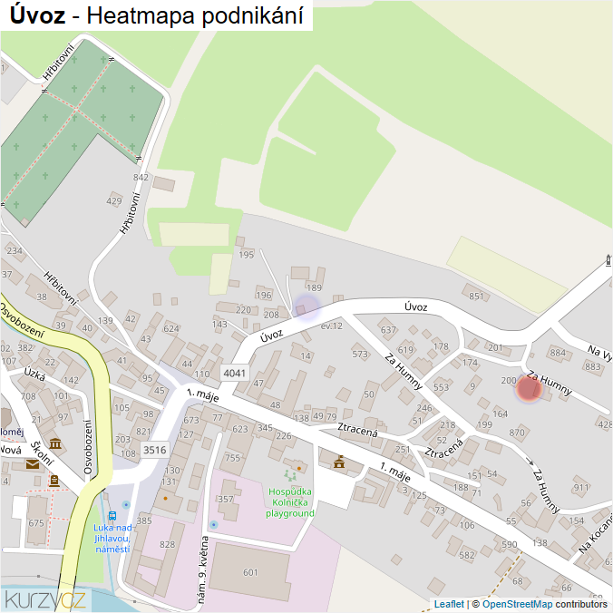 Mapa Úvoz - Firmy v ulici.