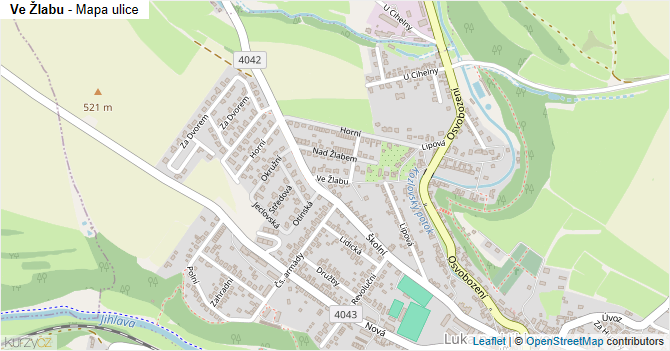 Ve Žlabu - mapa ulice