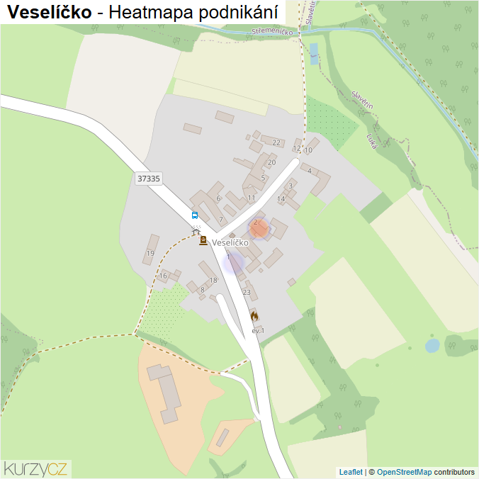 Mapa Veselíčko - Firmy v části obce.