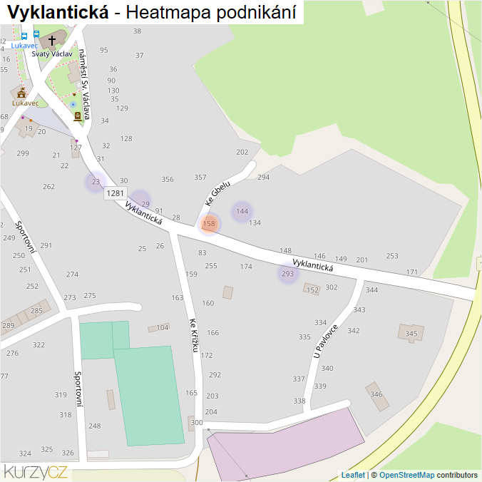 Mapa Vyklantická - Firmy v ulici.