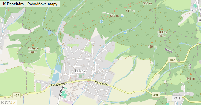 K Pasekám - záplavové mapy stoleté vody