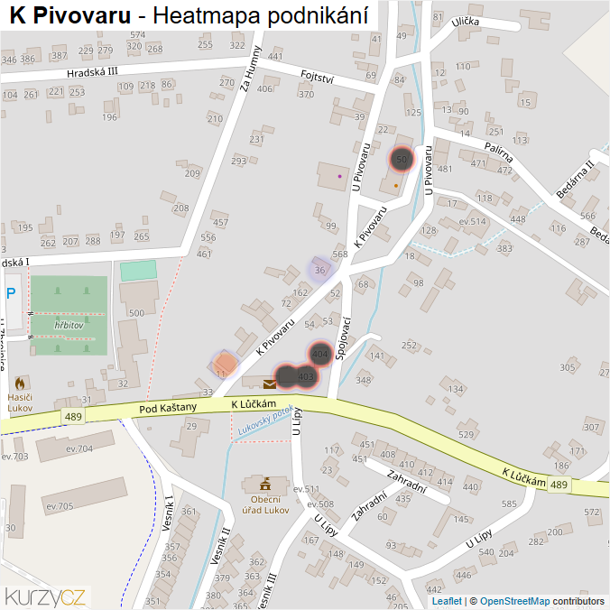 Mapa K Pivovaru - Firmy v ulici.