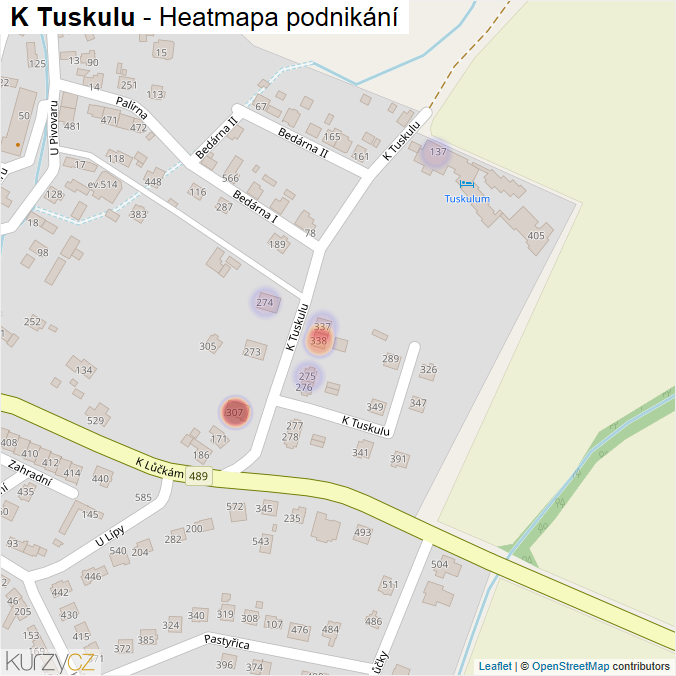 Mapa K Tuskulu - Firmy v ulici.