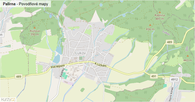 Palírna - záplavové mapy stoleté vody