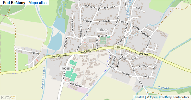 Pod Kaštany - mapa ulice